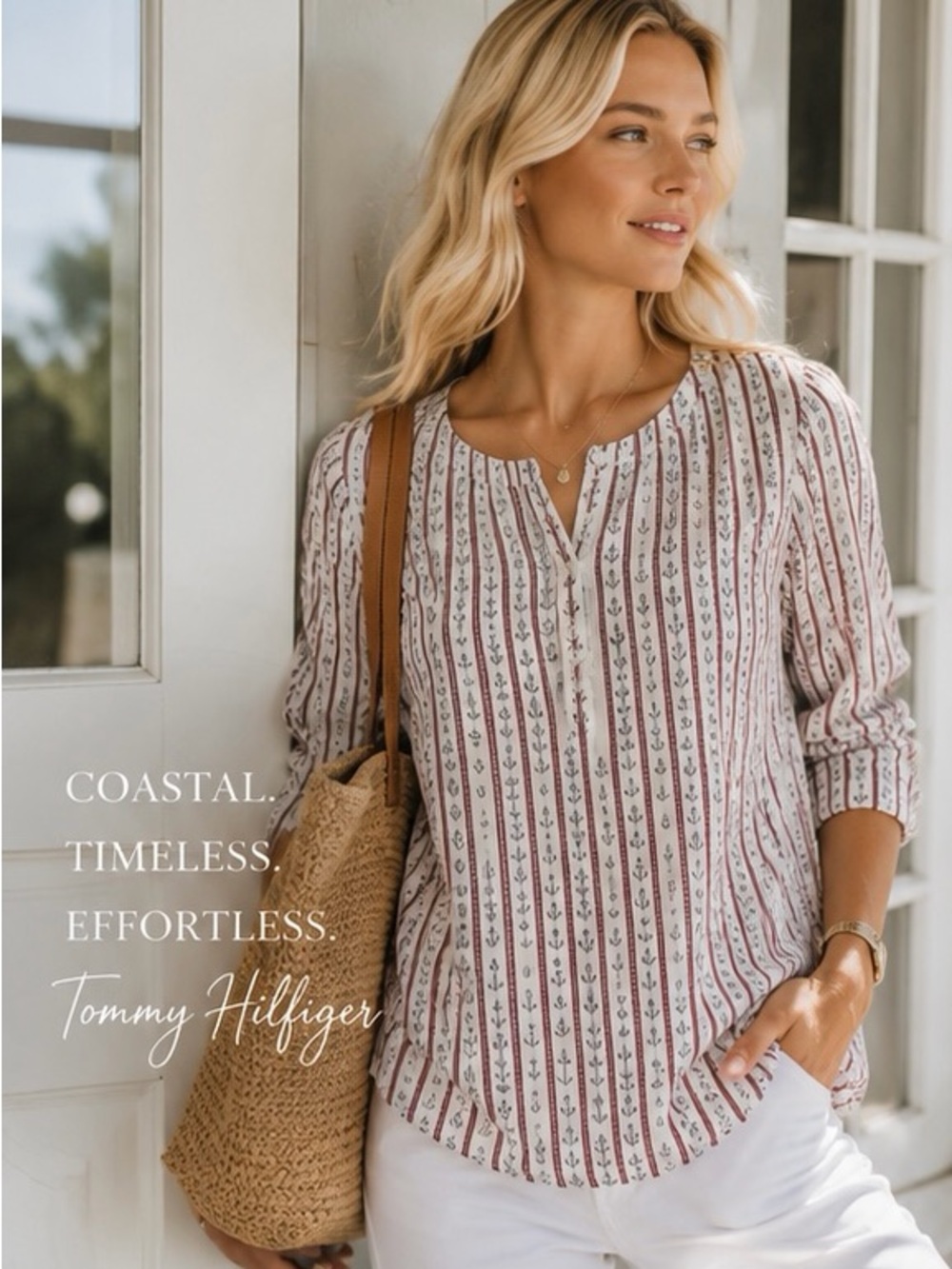 Tommy Hilfiger Coastal 100% Cotton Tunic Anchor Print Lightweight Blouse XS